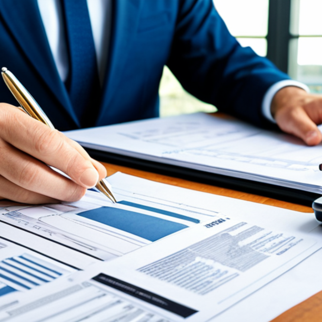 A focused professional real estate expert, fully clothed in a modest business suit, meticulously examining legal documents with a magnifying glass. On the desk, a laptop displays property blueprints, and a stack of folders labeled "EGRN" and "Property History" are visible. The background is a modern, well-lit office with a subtle blur. The scene emphasizes attention to detail and due diligence in property assessment, embodying legal purity and technical inspection. Perfect anatomy, correct proportions, natural pose, well-formed hands, proper finger count, natural body proportions, professional photography, high quality, realistic, safe for work, appropriate content, fully clothed, professional dress.