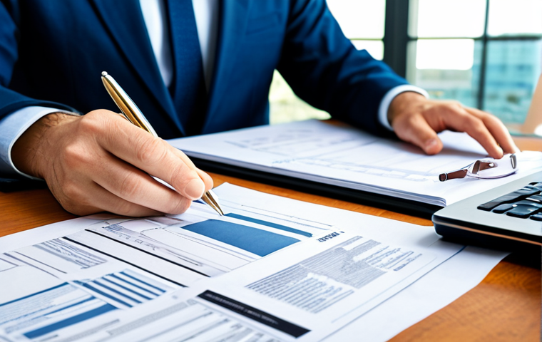 A focused professional real estate expert, fully clothed in a modest business suit, meticulously examining legal documents with a magnifying glass. On the desk, a laptop displays property blueprints, and a stack of folders labeled "EGRN" and "Property History" are visible. The background is a modern, well-lit office with a subtle blur. The scene emphasizes attention to detail and due diligence in property assessment, embodying legal purity and technical inspection. Perfect anatomy, correct proportions, natural pose, well-formed hands, proper finger count, natural body proportions, professional photography, high quality, realistic, safe for work, appropriate content, fully clothed, professional dress.