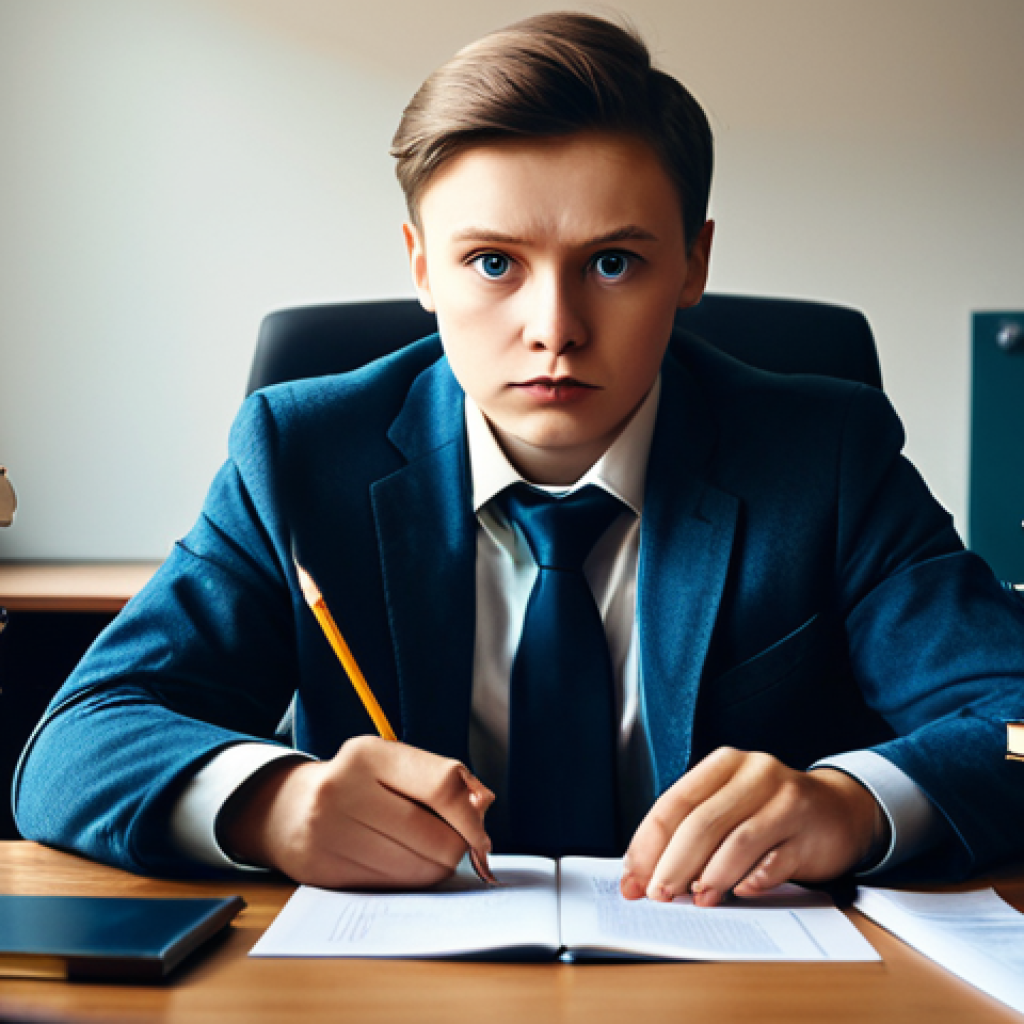 공인중개사 시험 준비를 위한 멘탈 관리 - **Prompt:** A determined Russian student or professional (gender-neutral, perhaps early 30s) sitting...