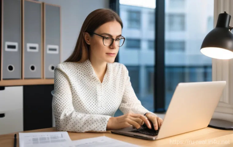 공인중개사와 부동산 관련 최신 사례 연구 - **Prompt:** A focused, middle-aged Russian woman, dressed in a smart casual blouse and trousers, sit...