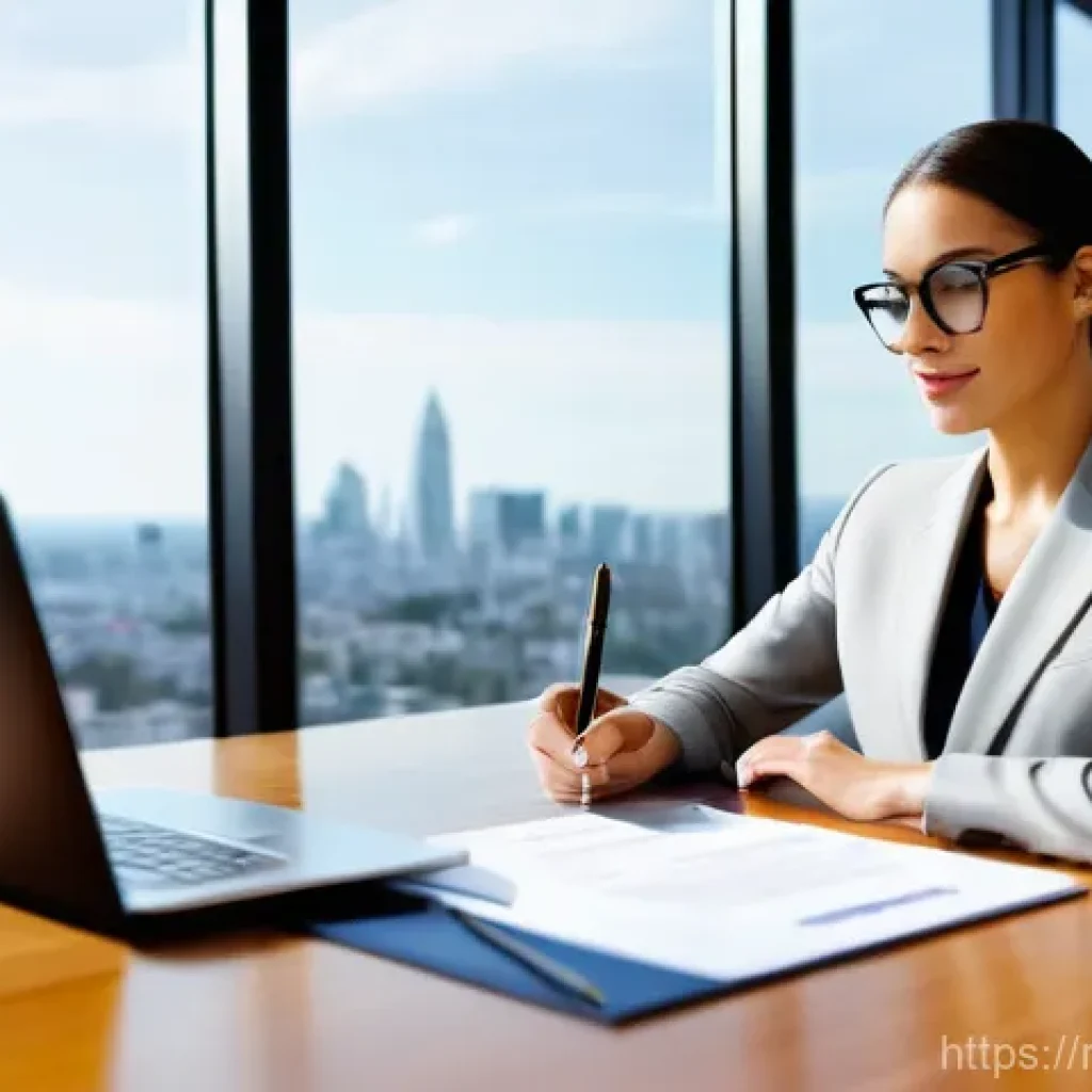 공인중개사 시험 대비 최신 강의 활용법 - **Prompt:** A confident and modern female real estate agent, with a warm and inviting expression, is...