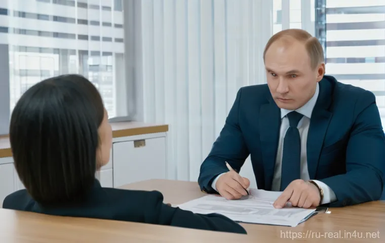 공인중개사와 부동산 거래 분쟁 해결 사례 - A focused young woman, appearing to be Russian, sits at a modern wooden table, meticulously reviewin...