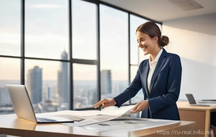 공인중개사와 부동산 관련 최신 기술 활용 사례 - **Prompt 1: Digital Real Estate Transformation**
"A clean, brightly lit, modern office scene. A ...