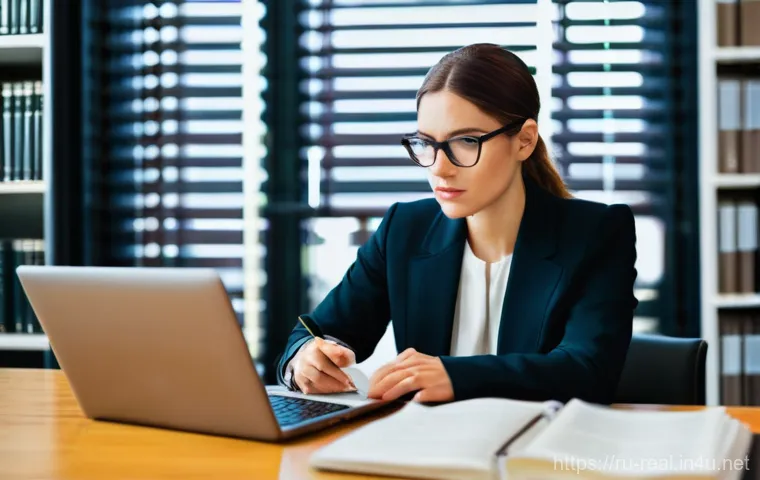 공인중개사 시험 대비 법률 조항 학습법 - **Prompt:** A focused professional, late 30s to early 40s, male or female, dressed in smart business...