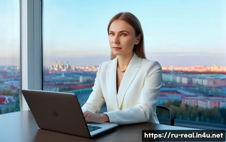 공인중개사 자격증과 부동산 자산 관리 - **Prompt:** A savvy Russian female real estate investor in her late 30s, dressed in a chic business ...