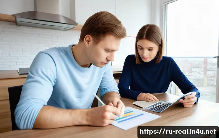 공인중개사 부동산 컨설팅 사례 공유 - **Prompt 1: Mortgage Planning in a Modern Russian Apartment**
A young Russian couple, a man and ...