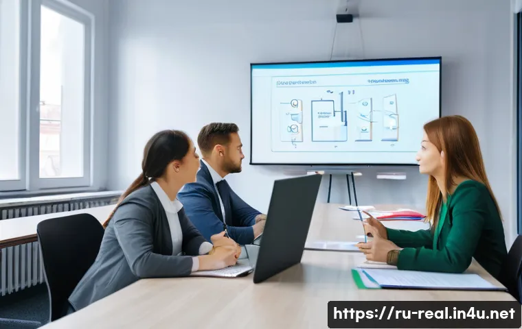 공인중개사 시험 관련 정부 지원 정보 - A modern classroom scene in Russia showing adult students attending a real estate licensing course, ...