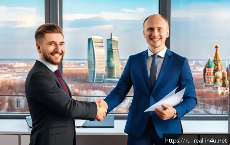 공인중개사 자격증의 가치 - A confident Russian real estate agent in formal business attire holding an official certification do...