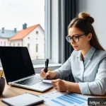 Home 19 공인중개사 자격증으로 프리랜서로 일하기 - A professional freelance real estate agent working at a modern home office in Moscow, Russia, during...
