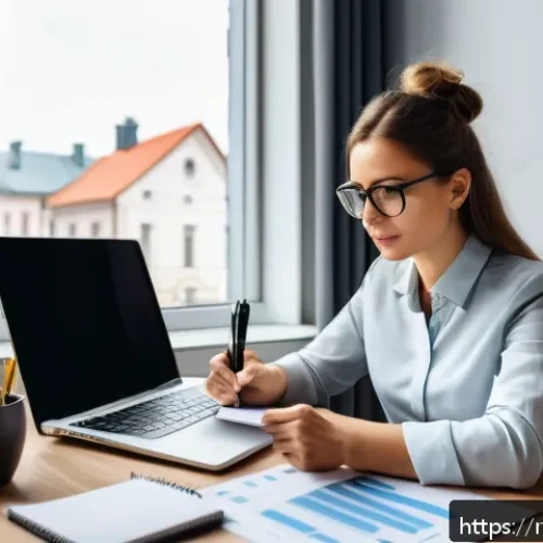 Home 31 공인중개사 자격증으로 프리랜서로 일하기 - A professional freelance real estate agent working at a modern home office in Moscow, Russia, during...