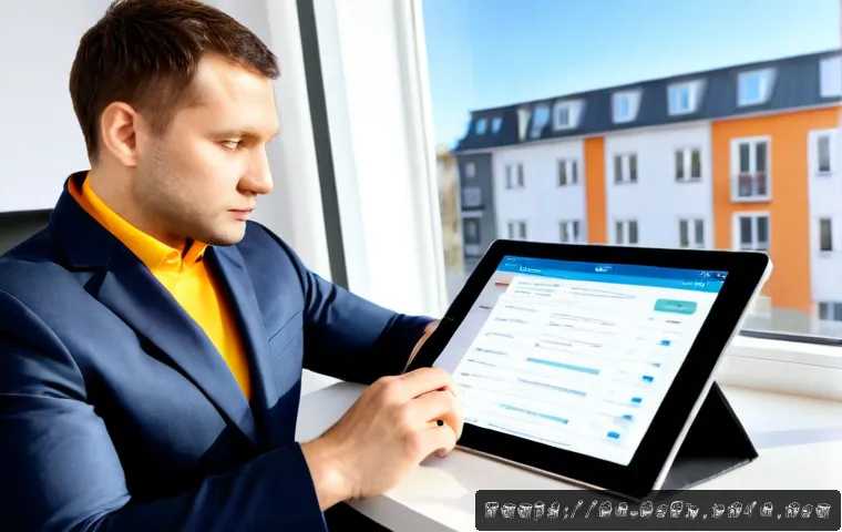 Home 17 공인중개사 자격증과 부동산 관리 직업 연계성 - Photorealistic real estate professional in a neat business suit reviewing a residential property man...