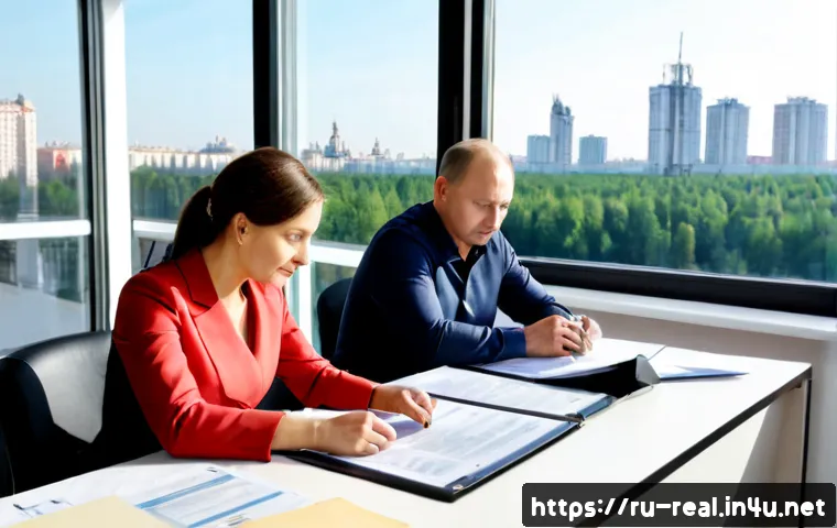 Home 26 공인중개사 부동산 등기 실무 사례 - Photorealistic Russian real estate registration consultation, professional female property agent and...